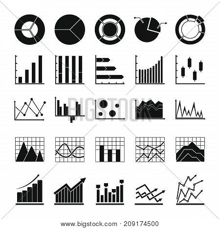 Chart Diagram Icon Set, Simple Style