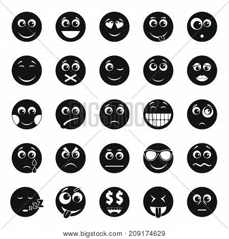 Smile Icon Set, Simple Style