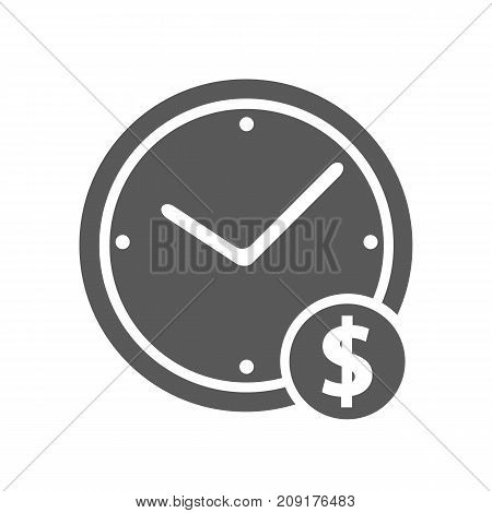 Clock money icon. Simple illustration of clock money vector icon isolated on white background