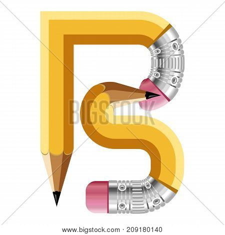 Letter b pencil icon. Cartoon illustration of letter b pencil vector icon for web