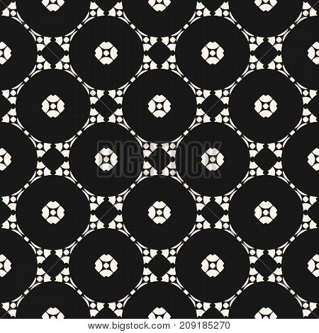 Vector ornamental geometric background with carved shapes, delicate circular lattice. Stylish pattern in Arabian style. Traditional motif in modern digital rendition. Dark monochrome seamless texture.