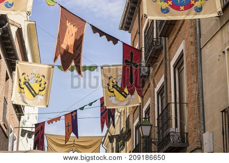 traditional medieval festival in the streets of Alcala de Henares, Madrid Spain