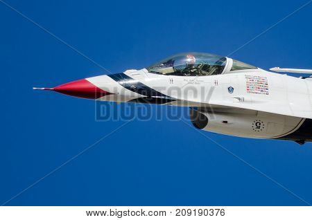 Boise Idaho USA - October 15 2017. United States Air Force Thunderbirds performing at the Gowen Thunder airshow on October 15, 2017.
