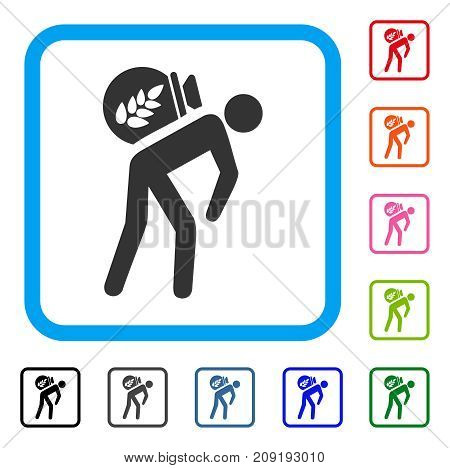 Harvest Porter icon. Flat gray iconic symbol inside a light blue rounded rectangle. Black, gray, green, blue, red, orange color variants of Harvest Porter vector. Designed for web and app interfaces.