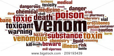 Venom word cloud concept. Vector illustration on white