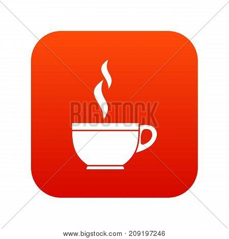 Glass cup of tea icon digital red for any design isolated on white vector illustration