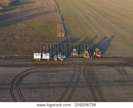 Export Of Fertilizer To The Fields. Spring Fertilizing Plants.
