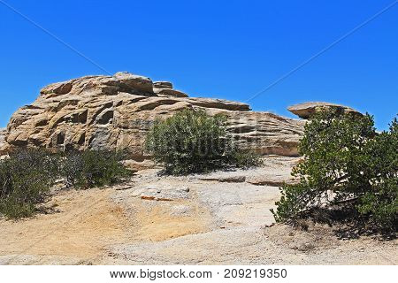 Windy Point on Mount Lemmon in Tucson, Arizona, USA in the Santa Catalina Mountains located in the Coronado National Forest with blue sky copy space.