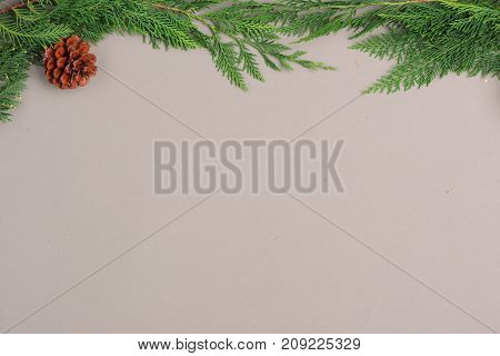 Christmas Cecorating Elements. Flat Layout Composition With Copy Space