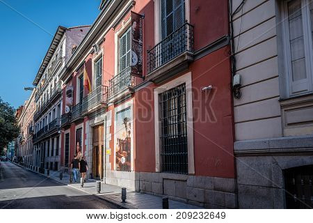 Madrid, Spain - October 14, 2017: Outdoor view of Museum of Romanticism of Madrid. It exhibits items of the romantic writer Larra