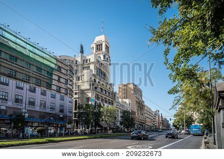 Madrid, Spain - October 14, 2017: The Circulo of Bellas Artes is a private cultural organization located in Madrid, it has played a major role of international scope in the field of cultural creation.
