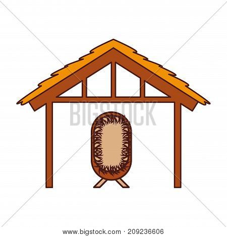 wooden hut house and crib manger design image vector illustration