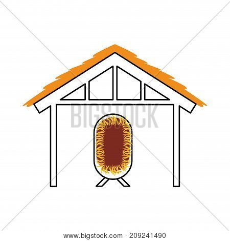 wooden hut house and crib manger design image vector illustration