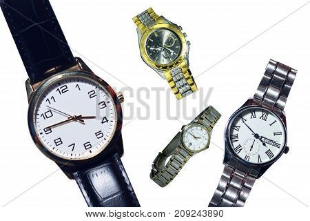 watch on white background Watch wrist wrist watch for daily time.
