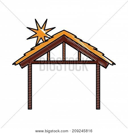 wooden hut house manger design image vector illustration