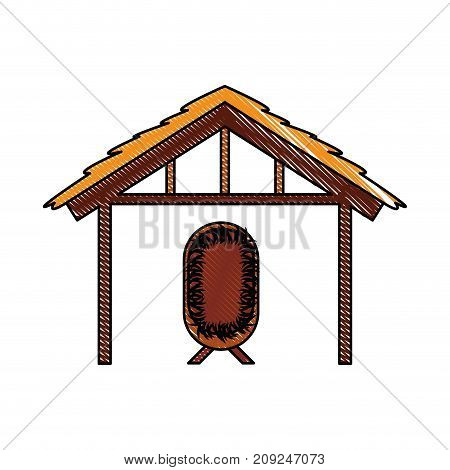 wooden hut house and crib manger design image vector illustration