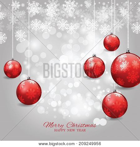 Christmas and happy nwe year invitation with Christmas balls.