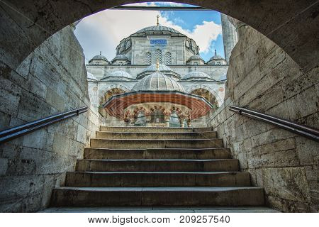 View of Sokollu Mehmet Pasha Mosque from stairs of courtyard, is an Ottoman mosque located in Kadirga by architect Sinan