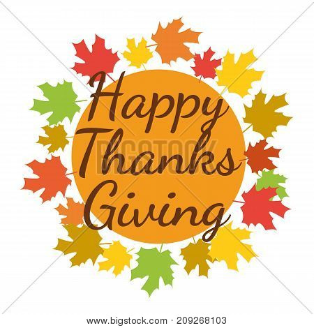 Happy Thanksgiving. Greeting card on an autumnal background. Vector illustration