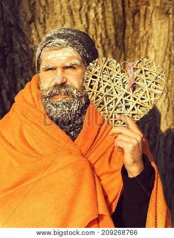 Man In Blanket With Heart