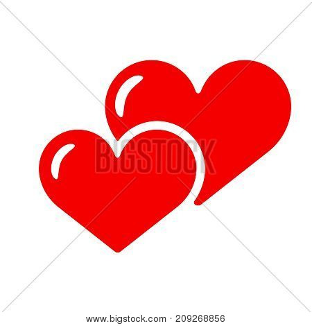 Two hearts icon, vector isolated. love red smbol. Flat illustration EPS10