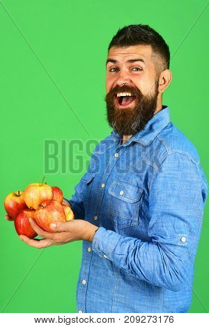 Gardening And Fall Crops Concept. Farmer With Cheerful Face