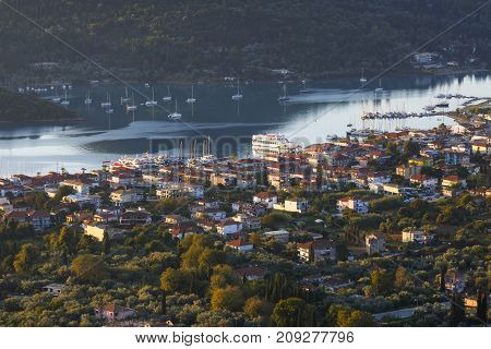 Nydri village on Lefkada island in Greece.