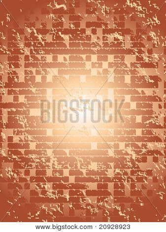 fragmento da antiga parede de tijolos com estuque branco