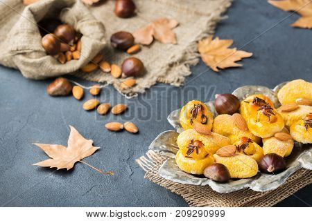 Traditional Spanish Treats For Catalonian Castanyada Holiday, Almond Pastry Panellets