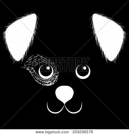 Dog face smile love dog cute face character illustration logo icon vector for t-shirt. Sketch tattoo design.