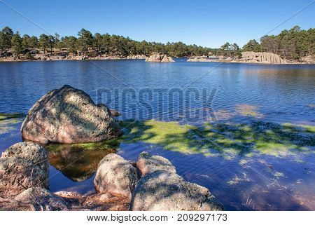 Landscape of Lake Arareco in the highlands of Copper Canyons in Chihuahua Mexico - Reservation territory of Tarahamura indigenous people
