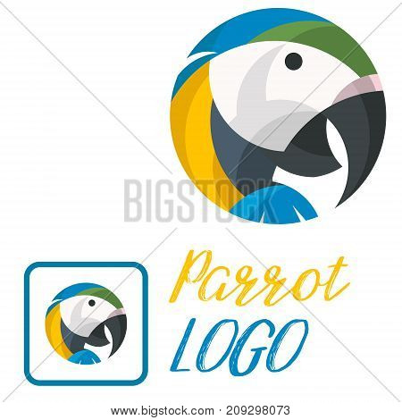 colorful vector illustration of the parrot with white background a small logo of an exotic bird