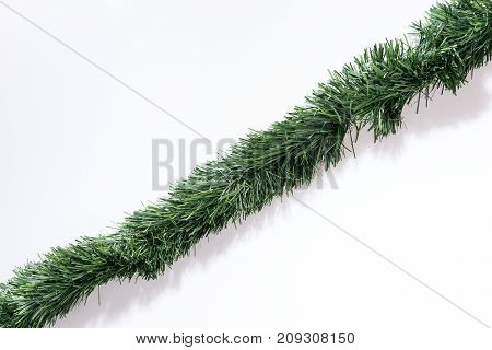 Christmas garlands straight isolated on white. Ready for your own decorations