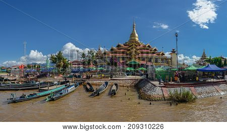 Phaung Daw Oo Pagoda is Monastery on the Intha village 18 December 2016Inle lake Shan state Myanmar