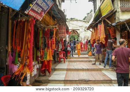 GUWAHATI ASSAM INDIA - JULY 4 2014 : Hindu devotees at Kamakhya Temple or Kamrup-Kamakhya temple dedicated to the mother goddess Kamakhya. It is famous Hindu religious destination.