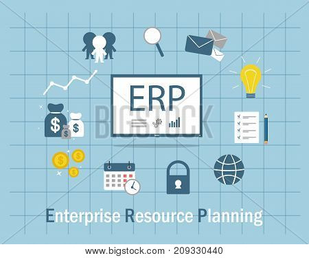 enterprise resource planning illustration vector flat design