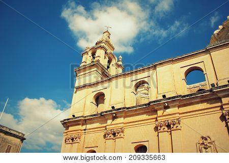 Saint Paul's Cathedral designed by the architect Lorenzo Gafa in Mdina, Malta .
