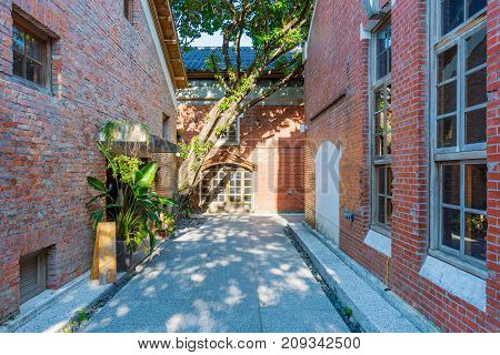 TAIPEI TAIWAN - JULY 15: This is the architecture of Huashan 1914 Creative Park which is a popular landmark dedicated to art and design exhibitions and unique buildings on July 15 2017 in Taipei