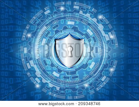 Cyber Security Data Protection Business Technology Privacy concept cricle key lock and digital technology background abstract technology concept background vector illustration.