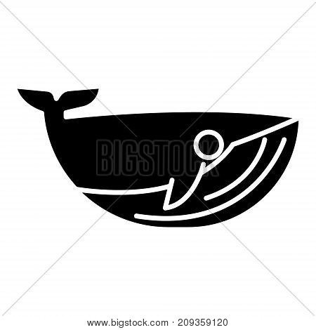 whale icon, illustration, vector sign on isolated background