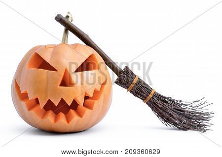 Jack's Head Of A Lantern Carved From Pumpkin For Halloween