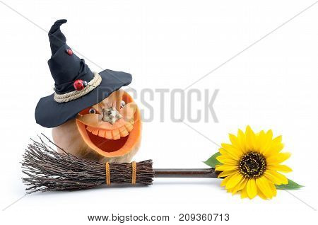 Jack's Head Of A Lantern Carved From Pumpkin For Halloween