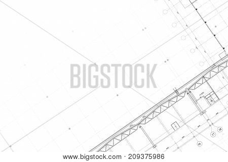 Abstract architectural project of industrial building on the white background
