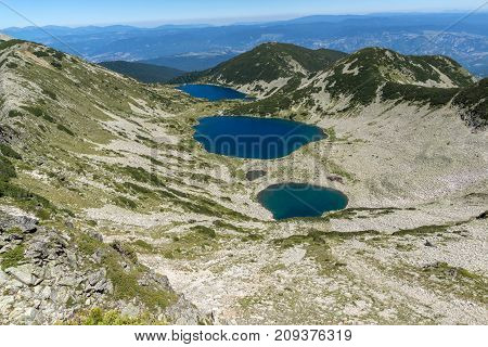 Amazing Landscape of Kremenski lakes from Dzhano peak, Pirin Mountain, Bulgaria