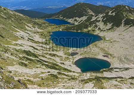 Amazing Landscape of Kremenski lakes from Dzhano peak, Pirin Mountain, Bulgaria