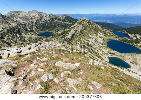 Amazing Landscape of Kremenski and popovo lakes from Dzhano peak, Pirin Mountain, Bulgaria