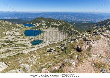 Amazing Landscape of Kremenski lakes from Dzhano peak, Pirin Mountain, Bulgaria