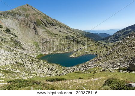 Amazing Landscape of Argirovo lake near Dzhano peak, Pirin Mountain, Bulgaria