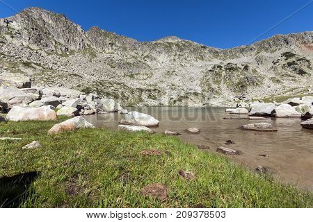 Amazing Landscape of Argirovo lake near Dzhano peak, Pirin Mountain, Bulgaria