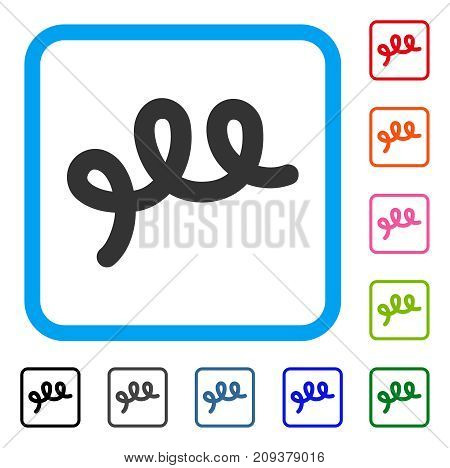 Spiral Bacillus icon. Flat grey pictogram symbol in a light blue rounded rectangular frame. Black, gray, green, blue, red, orange color variants of Spiral Bacillus vector.